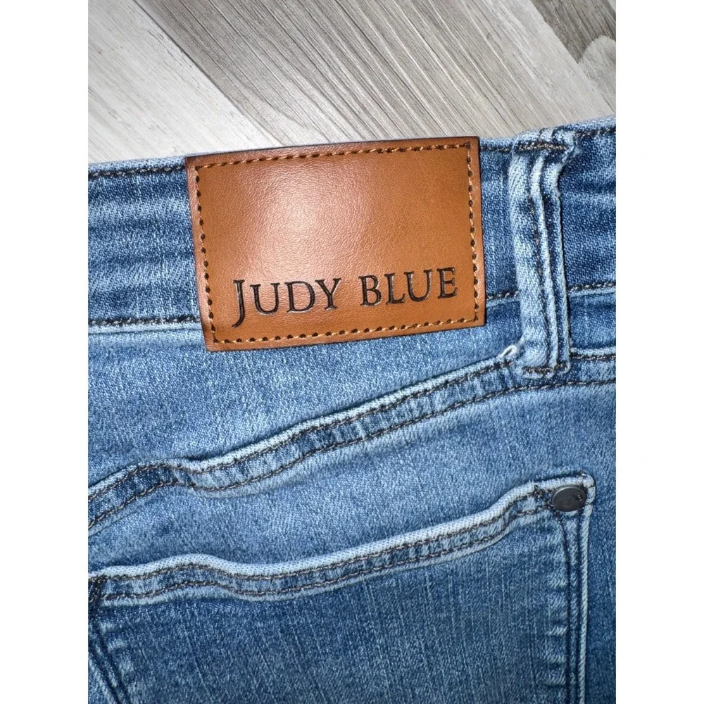Judy Blue Wide Leg Jeans Women Medium Wash Braided Side Detail 13/31 JB88850 MD
